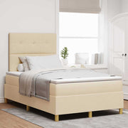 Boxspringbed 120x190 cm crème stof met hoofdeinde