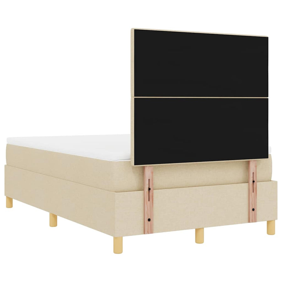 Boxspring Bed Met Hoofdeinde Stof Crème 120 x 190 cm Knopgecontracteerd