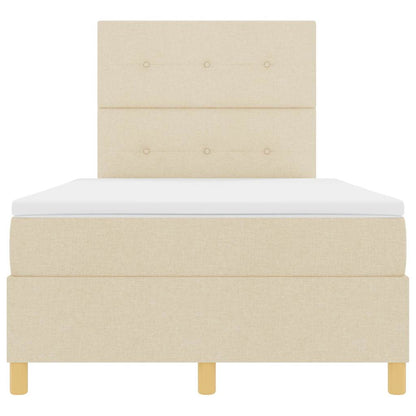 Boxspring Bed Met Hoofdeinde Stof Crème 120 x 190 cm Knopgecontracteerd