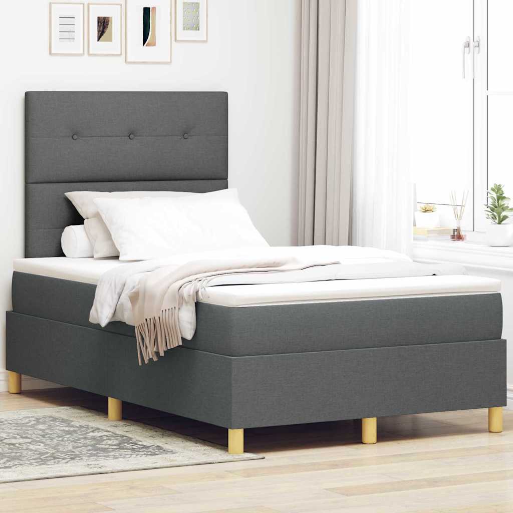 Boxspringbed met hoofdeinde Donkergrijs 120 x 200 cm Stof