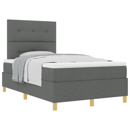 Boxspringbed met hoofdeinde Donkergrijs 120 x 200 cm Stof