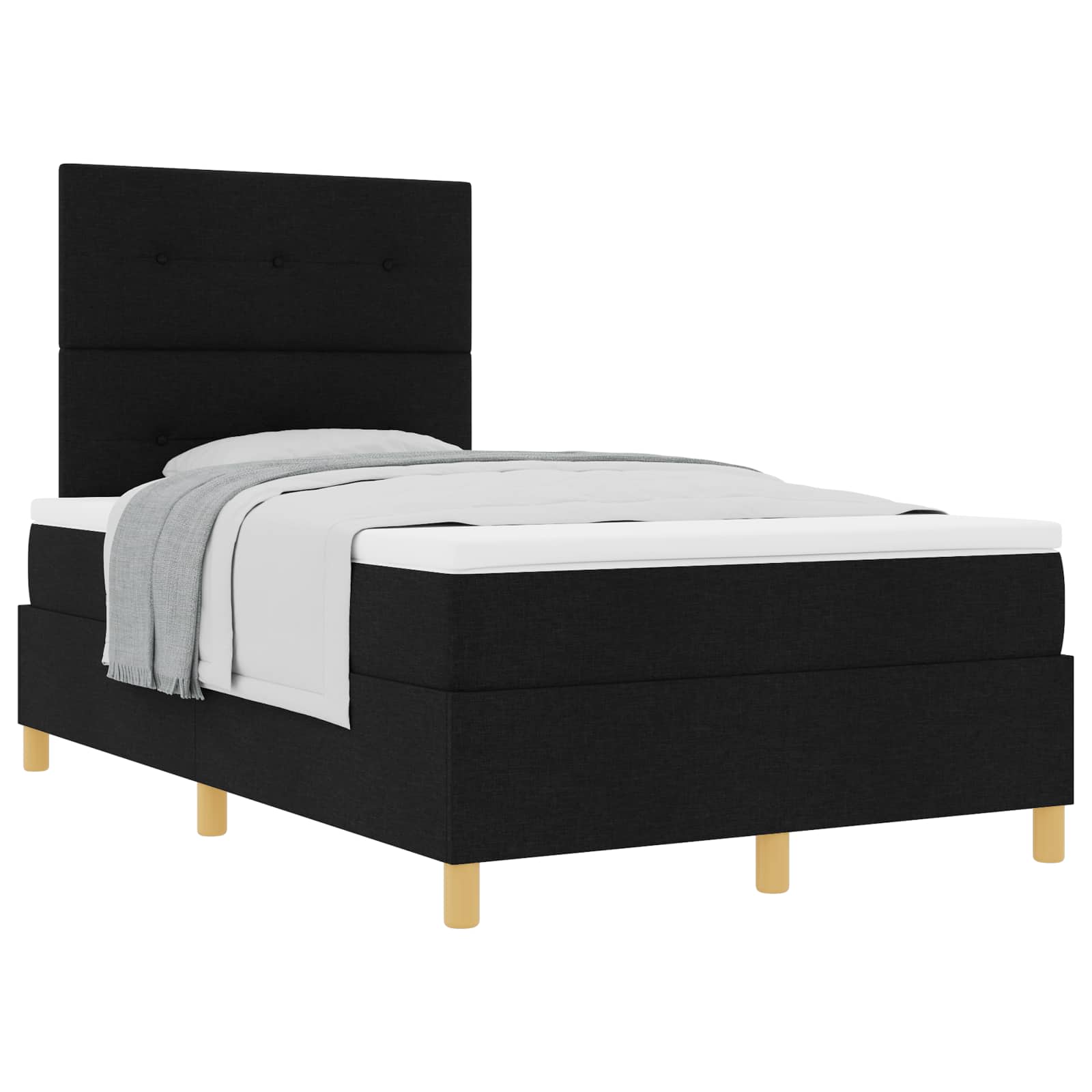 Boxspringbed met hoofdeinde Zwart 120 x 200 cm Stof