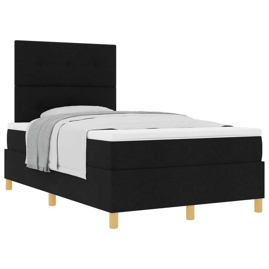 Boxspringbed met hoofdeinde Zwart 120 x 200 cm Stof