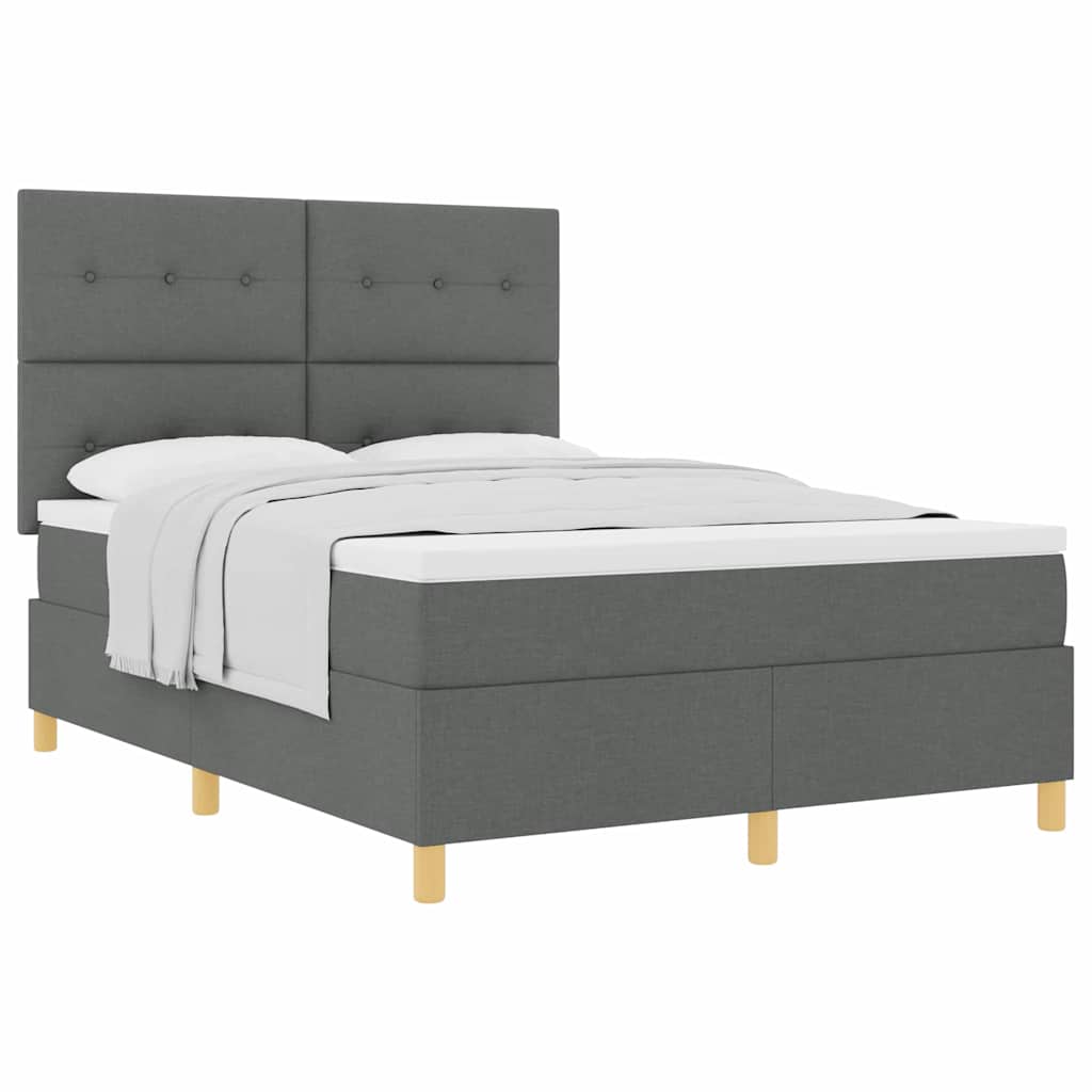Boxspring bed met hoofdeinde Donkergrijs 160 x 200 cm Stof