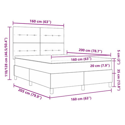 Boxspring bed met hoofdeinde Donkergrijs 160 x 200 cm Stof