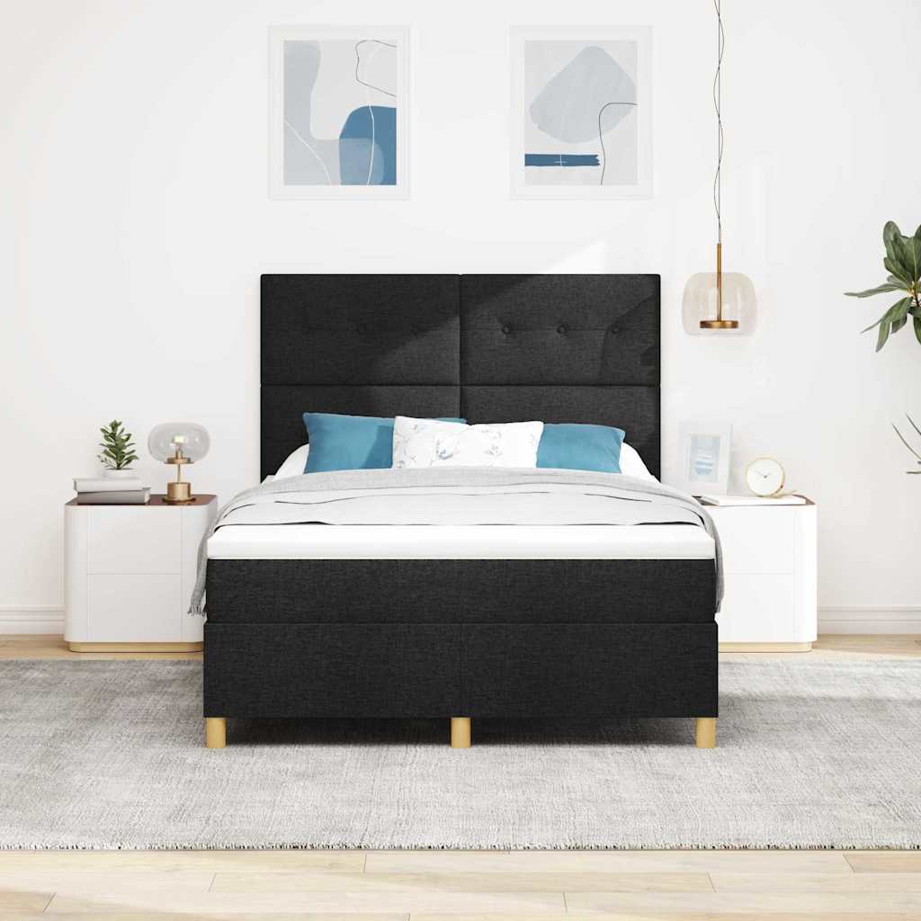 Boxspring bed met hoofdeinde Zwart 160 x 200 cm Stof