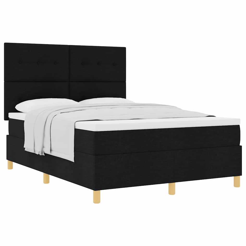 Boxspring bed met hoofdeinde Zwart 160 x 200 cm Stof