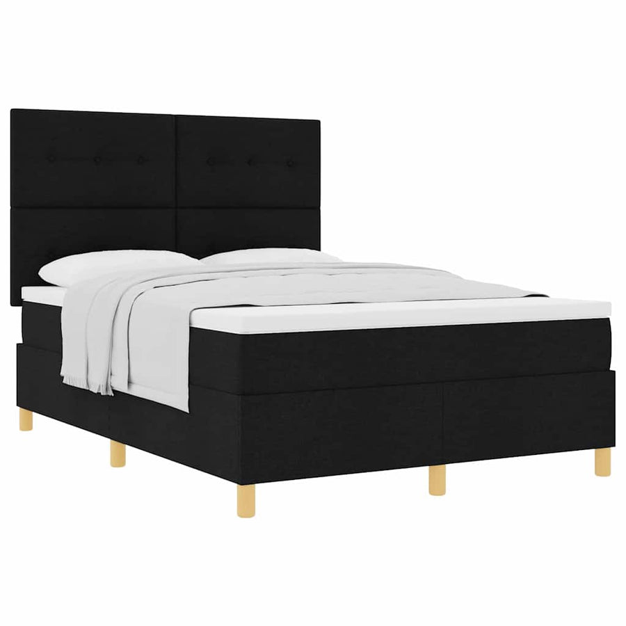 Boxspring bed met hoofdeinde Zwart 160 x 200 cm Stof