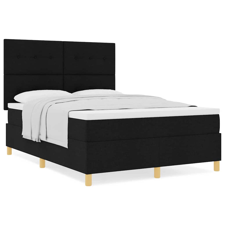 Boxspring bed met hoofdeinde Zwart 160 x 200 cm Stof