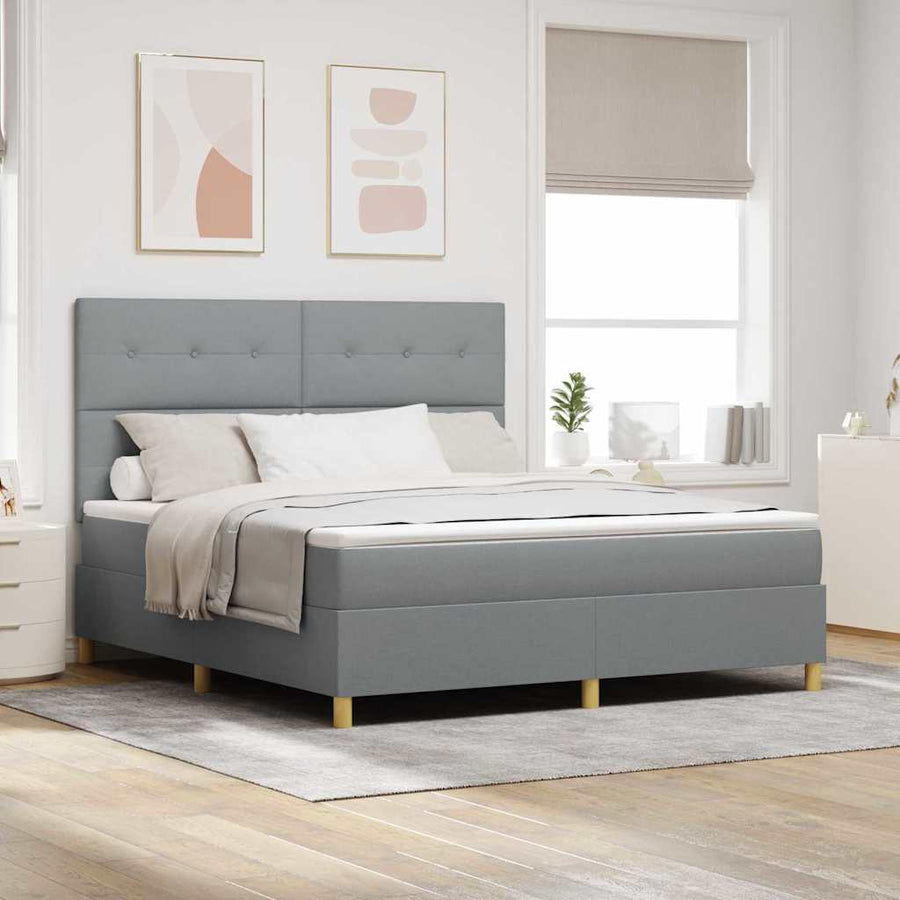 Boxspring bed met hoofdeinde Lichtgrijs 180 x 200 cm Stof