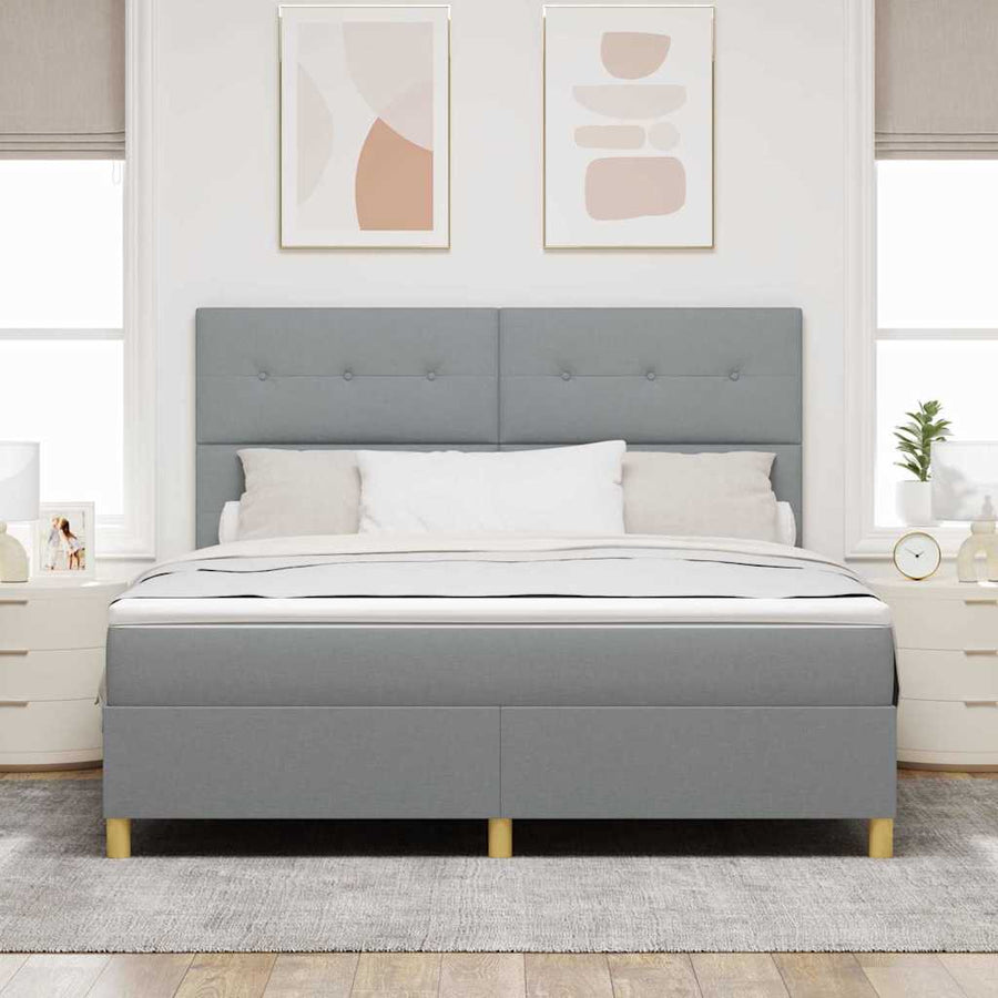 Boxspring bed met hoofdeinde Lichtgrijs 180 x 200 cm Stof