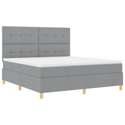 Boxspring bed met hoofdeinde Lichtgrijs 180 x 200 cm Stof