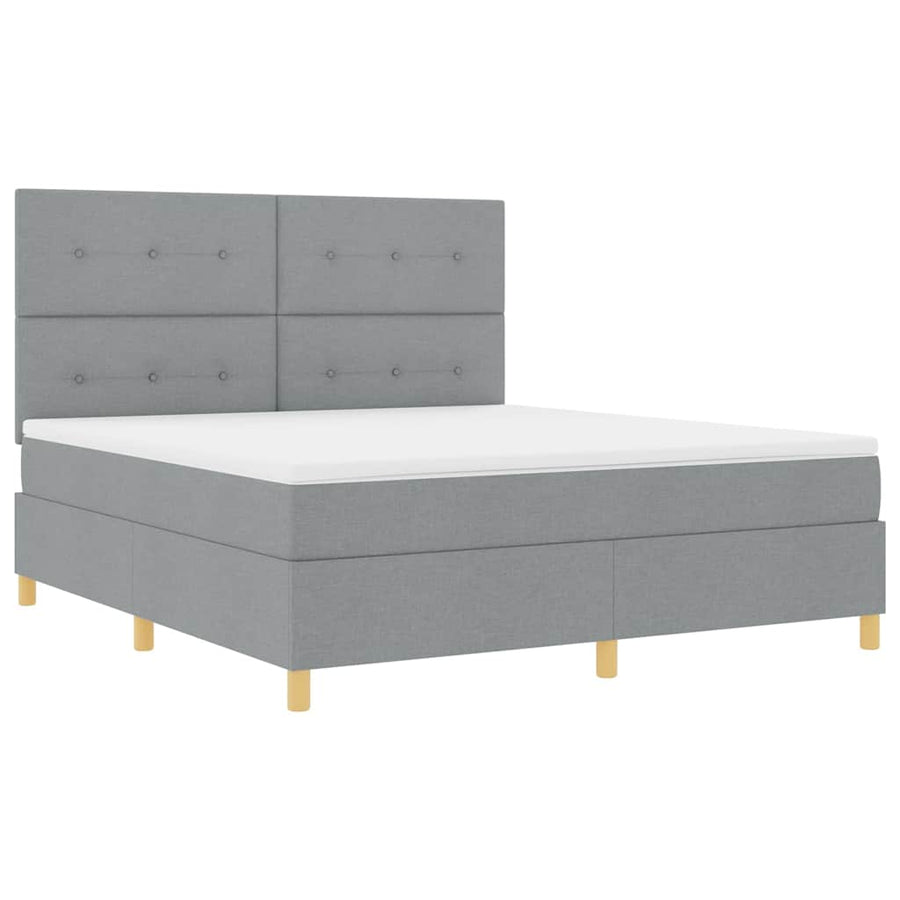 Boxspring bed met hoofdeinde Lichtgrijs 180 x 200 cm Stof