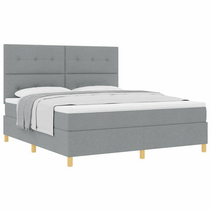 Boxspring bed met hoofdeinde Lichtgrijs 180 x 200 cm Stof