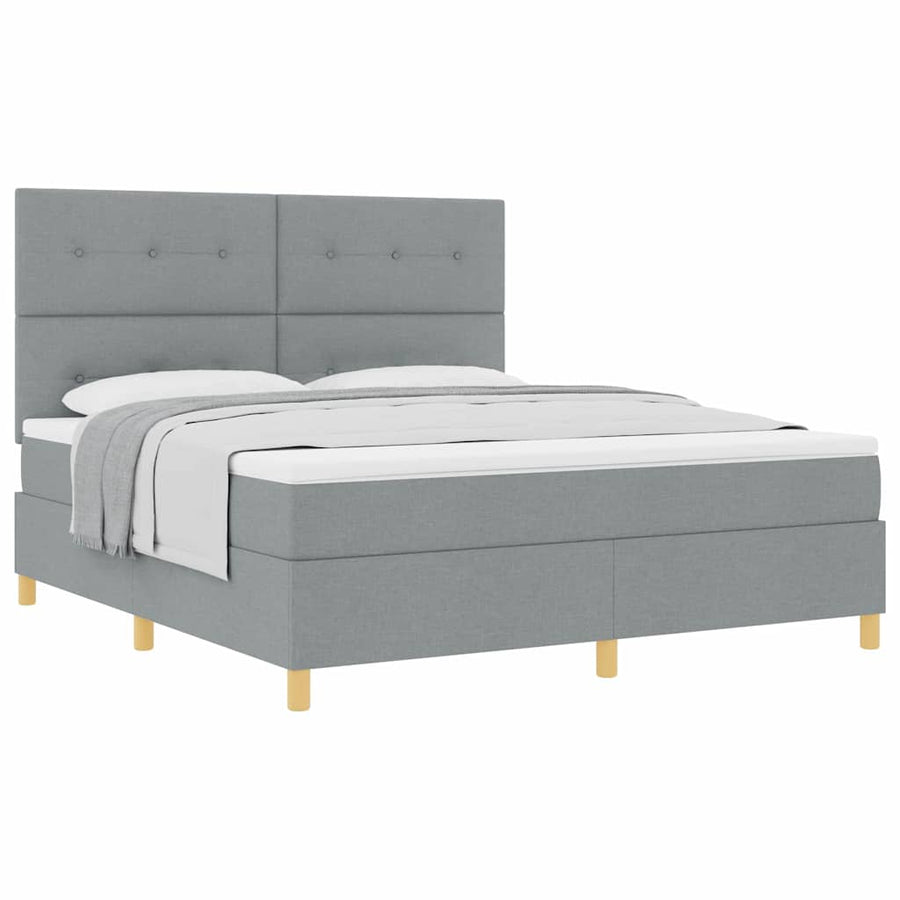 Boxspring bed met hoofdeinde Lichtgrijs 180 x 200 cm Stof