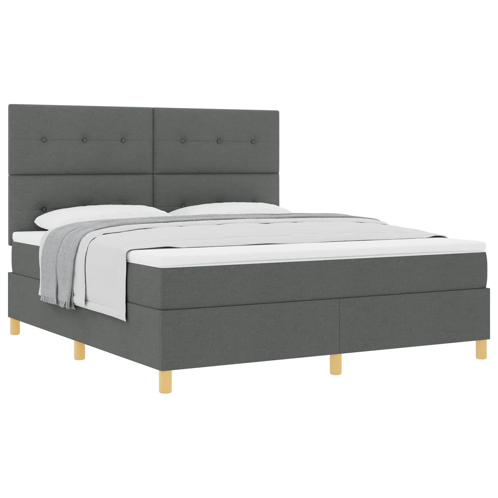 Boxspringbed met hoofdeinde Donkergrijs 180 x 200 cm Stof