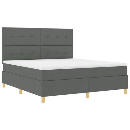 Boxspringbed met hoofdeinde Donkergrijs 180 x 200 cm Stof