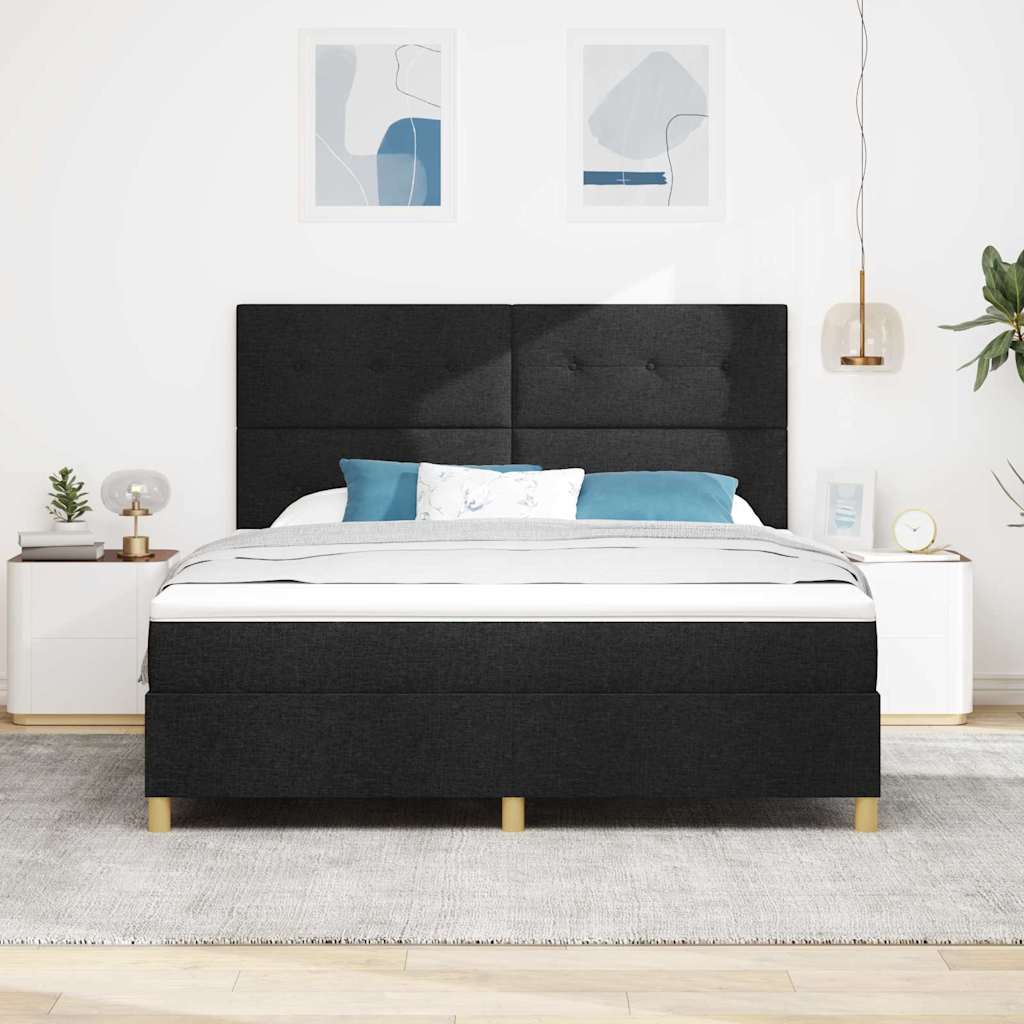 Boxspring bed met hoofdeinde Zwart 180 x 200 cm Stof