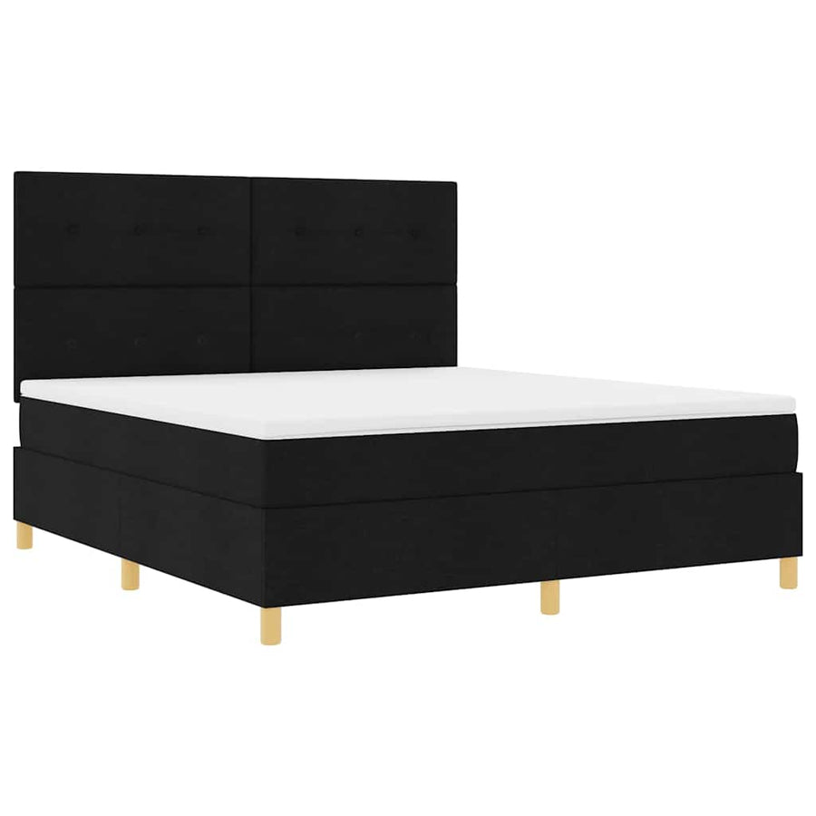 Boxspring bed met hoofdeinde Zwart 180 x 200 cm Stof