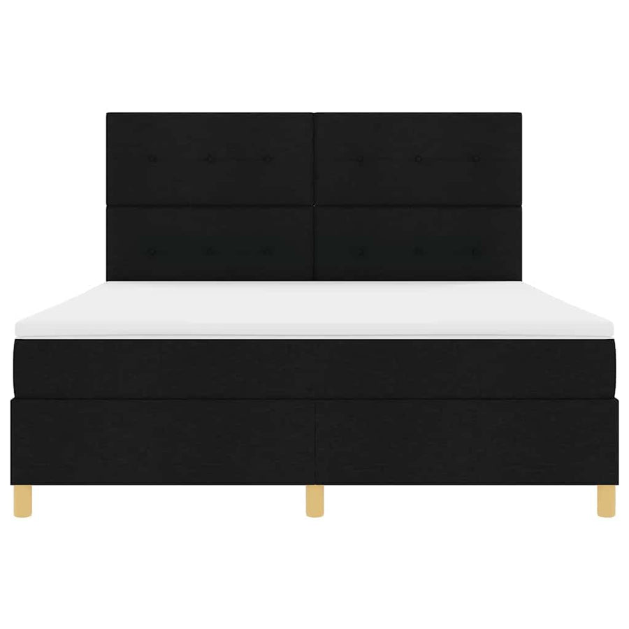 Boxspring bed met hoofdeinde Zwart 180 x 200 cm Stof