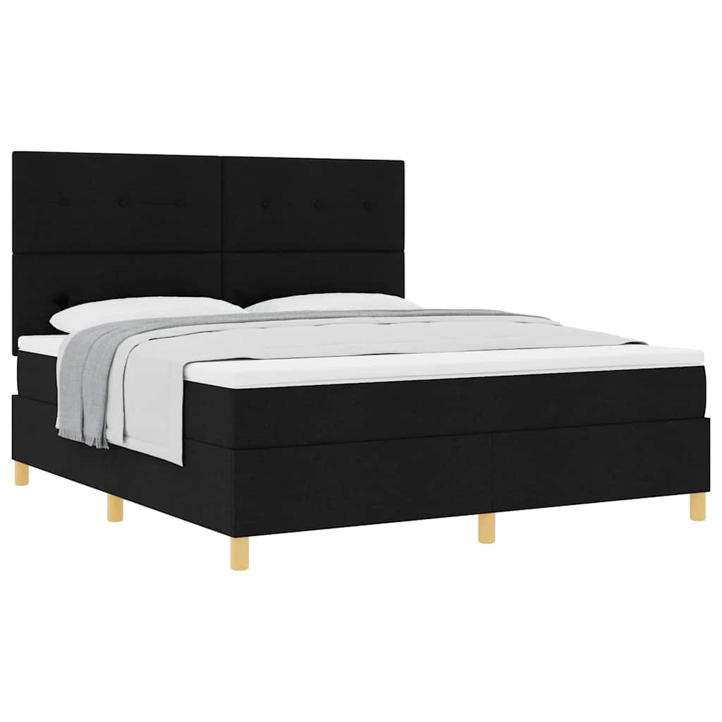 Boxspring bed met hoofdeinde Zwart 180 x 200 cm Stof