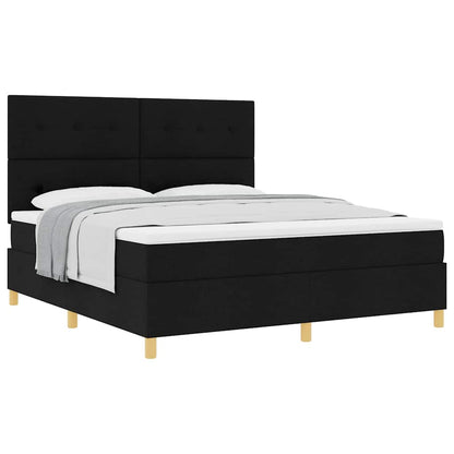 Boxspring bed met hoofdeinde Zwart 180 x 200 cm Stof