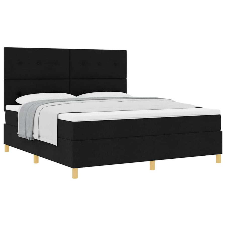 Boxspring bed met hoofdeinde Zwart 180 x 200 cm Stof