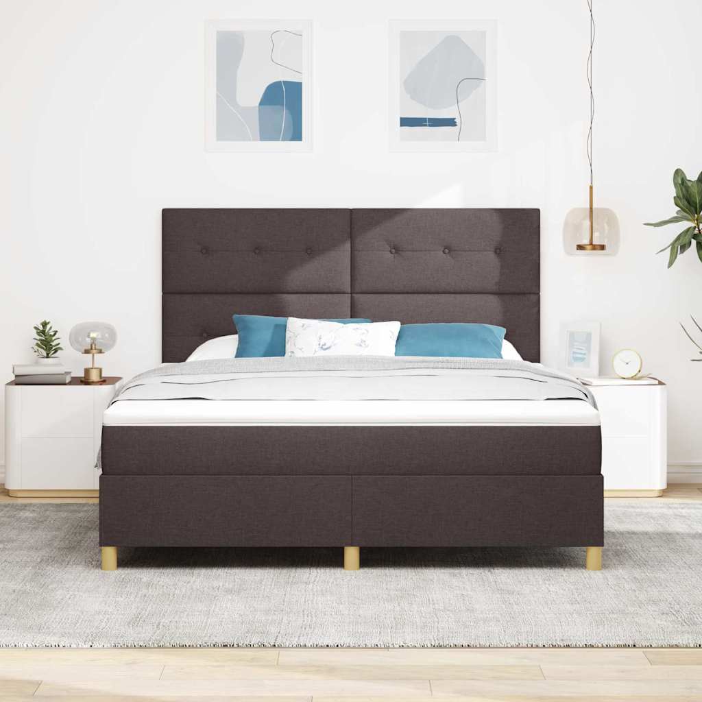 Boxspringbed met matras Donkerbruin 180 x 200 cm Stof