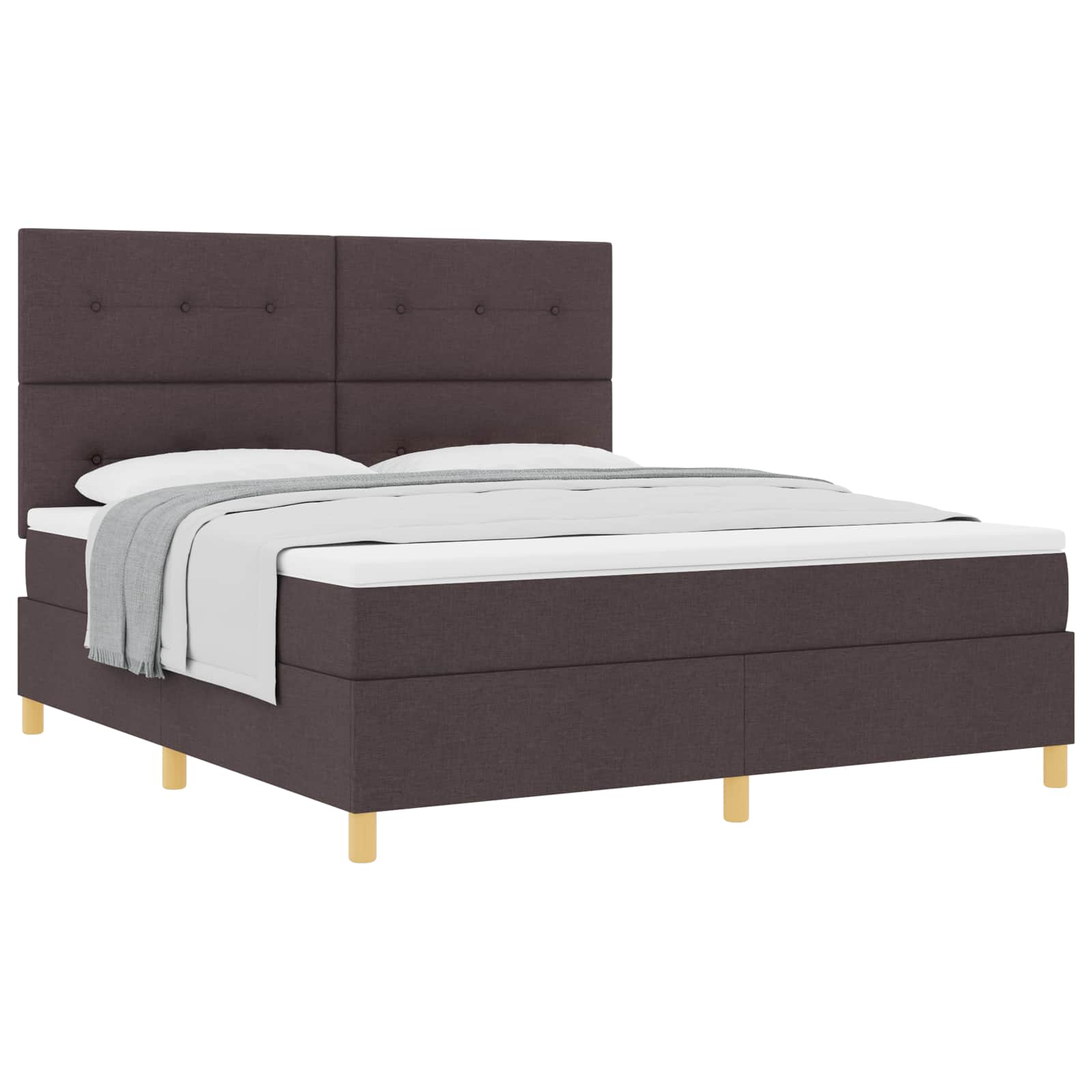 Boxspringbed met matras Donkerbruin 180 x 200 cm Stof