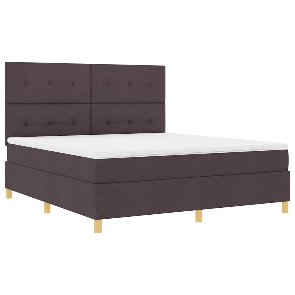 Boxspringbed met matras Donkerbruin 180 x 200 cm Stof