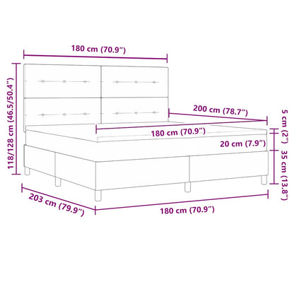 Boxspringbed met matras Donkerbruin 180 x 200 cm Stof