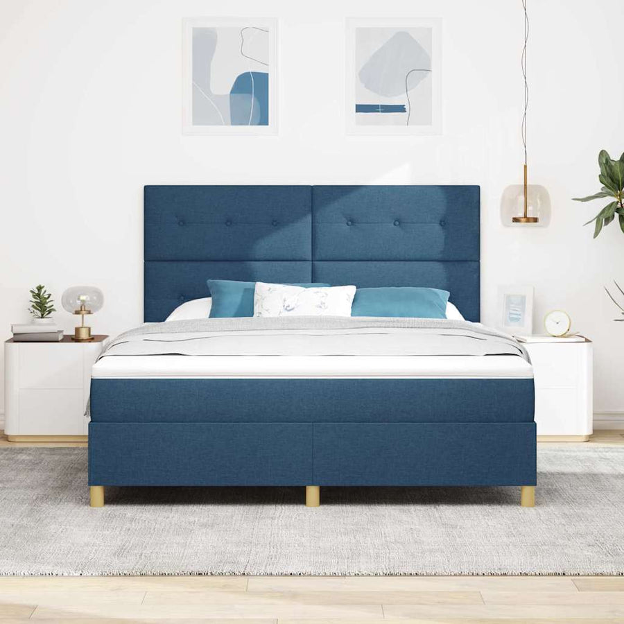 Boxspringbed met hoofdeinde Blauw 180 x 200 cm Stof