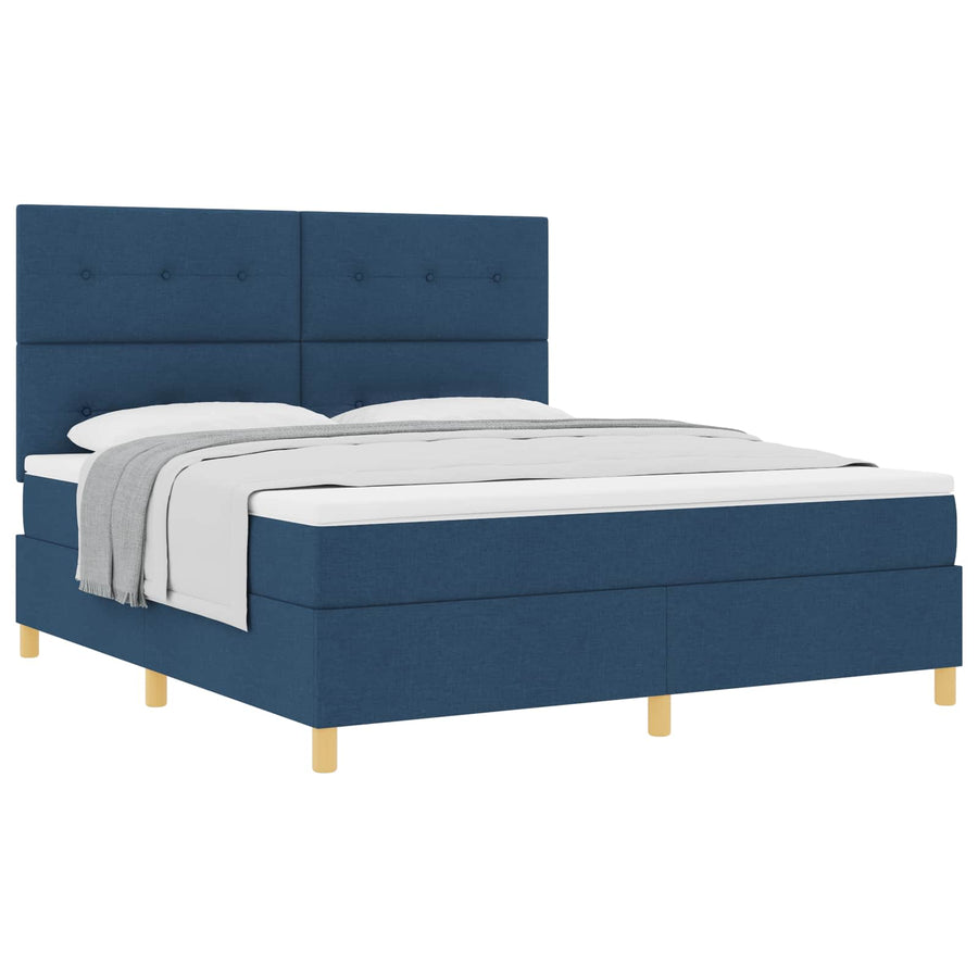 Boxspringbed met hoofdeinde Blauw 180 x 200 cm Stof