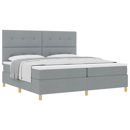 Boxspringbed met hoofdeinde Lichtgrijs 200 x 200 cm Stof