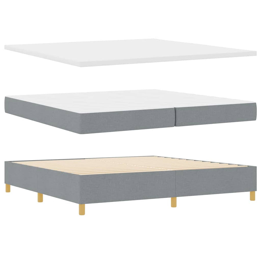 Boxspringbed met hoofdeinde Lichtgrijs 200 x 200 cm Stof