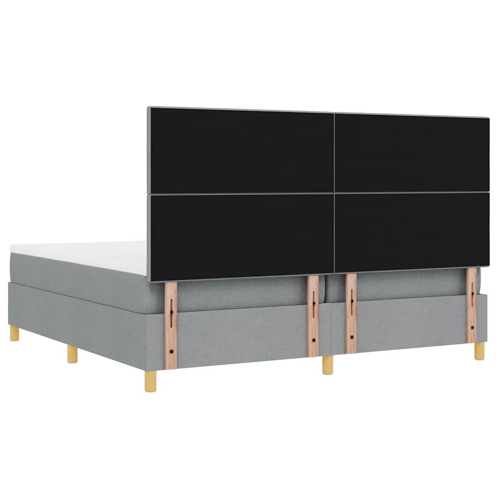 Boxspringbed met hoofdeinde Lichtgrijs 200 x 200 cm Stof