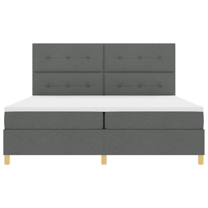 Boxspringbed met hoofdeinde Donkergrijs 200 x 200 cm Stof