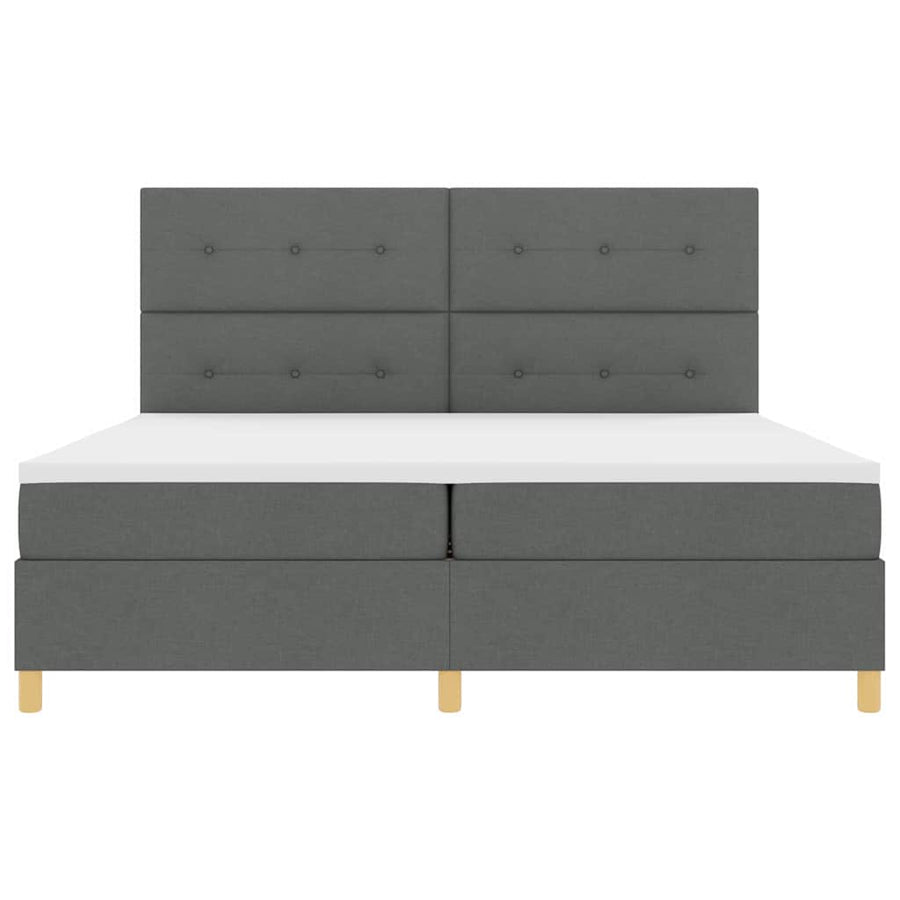 Boxspringbed met hoofdeinde Donkergrijs 200 x 200 cm Stof