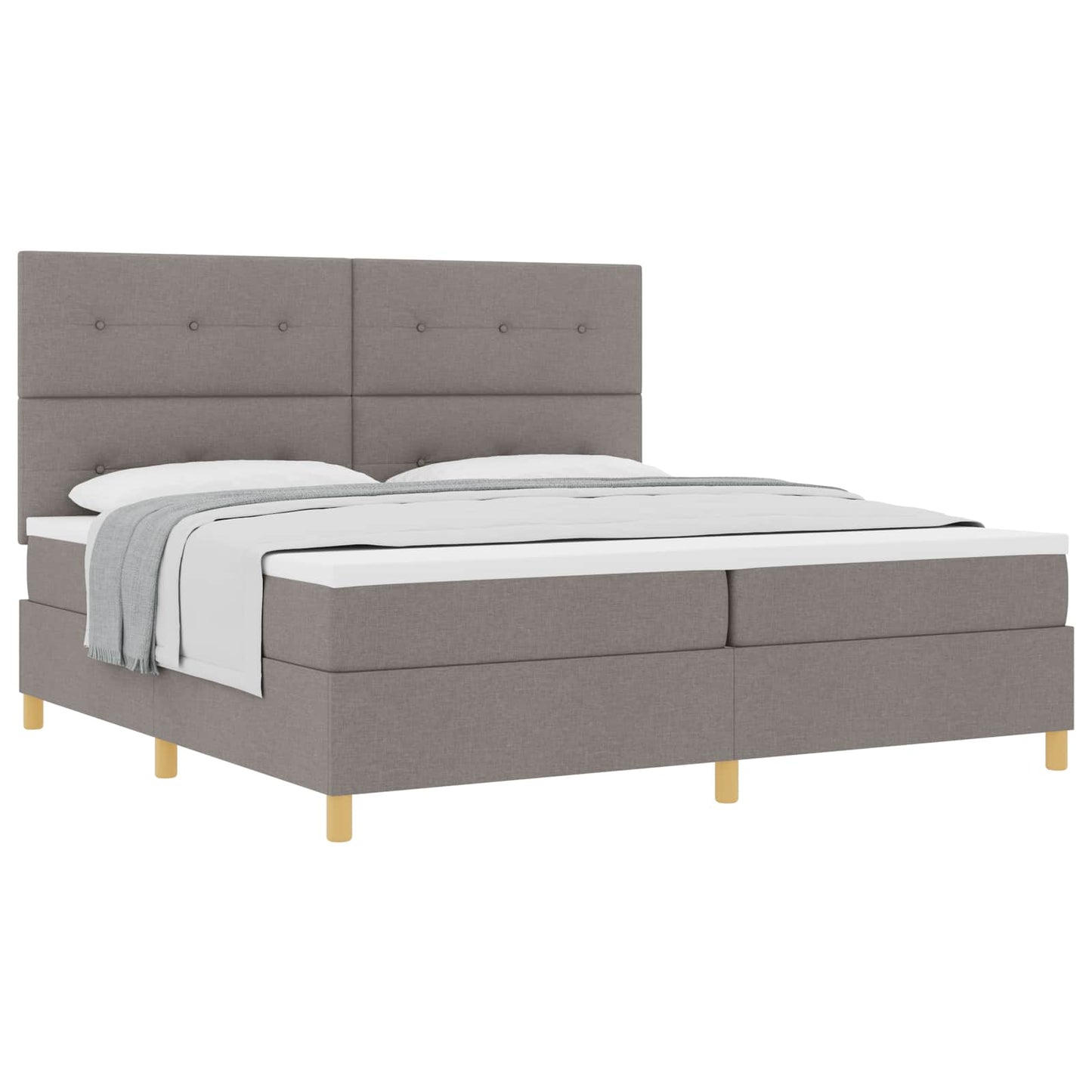 Boxspringbed met hoofdeinde Taupe 200 x 200 cm Stof