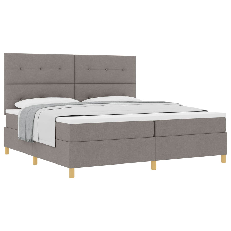 Boxspringbed met hoofdeinde Taupe 200 x 200 cm Stof