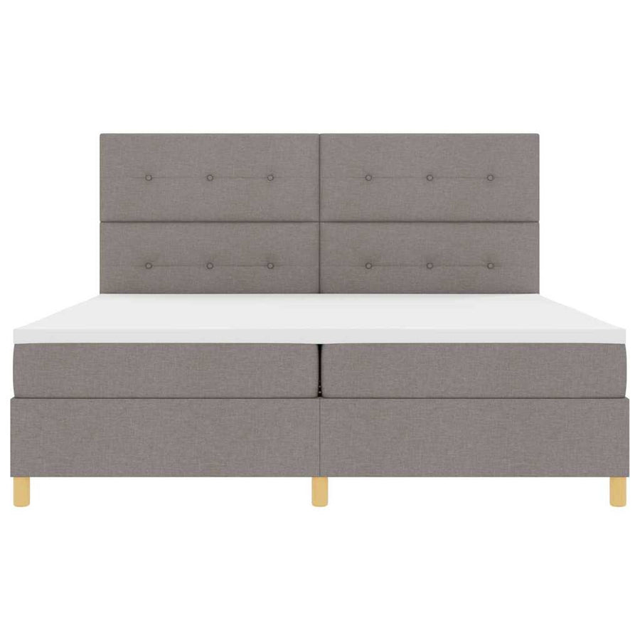 Boxspringbed met hoofdeinde Taupe 200 x 200 cm Stof
