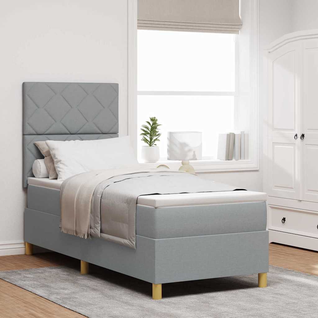 Boxspringbed met matras Lichtgrijs 80 x 200 cm Stof