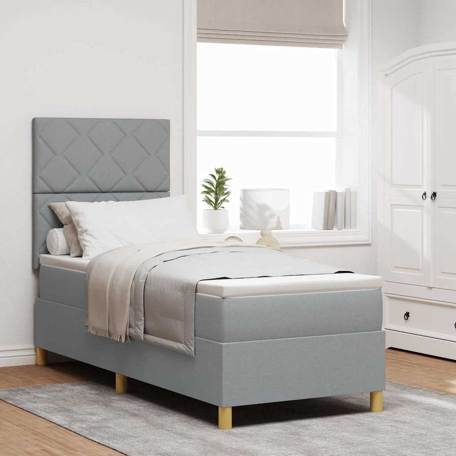 Boxspringbed met matras Lichtgrijs 80 x 200 cm Stof