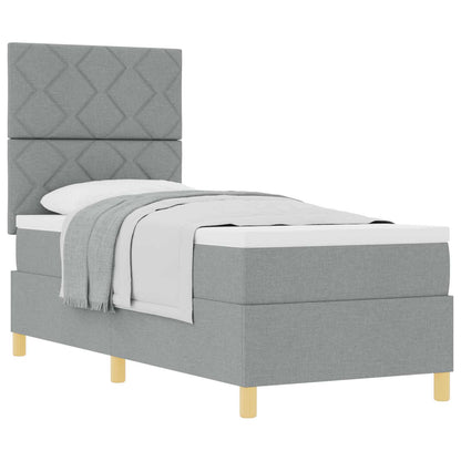 Boxspringbed met matras Lichtgrijs 80 x 200 cm Stof