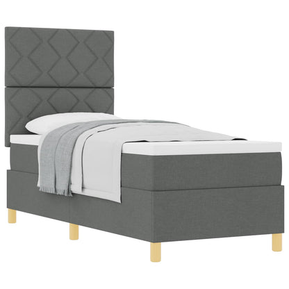 Boxspringbed met matras Donkergrijs 80 x 200 cm Stof