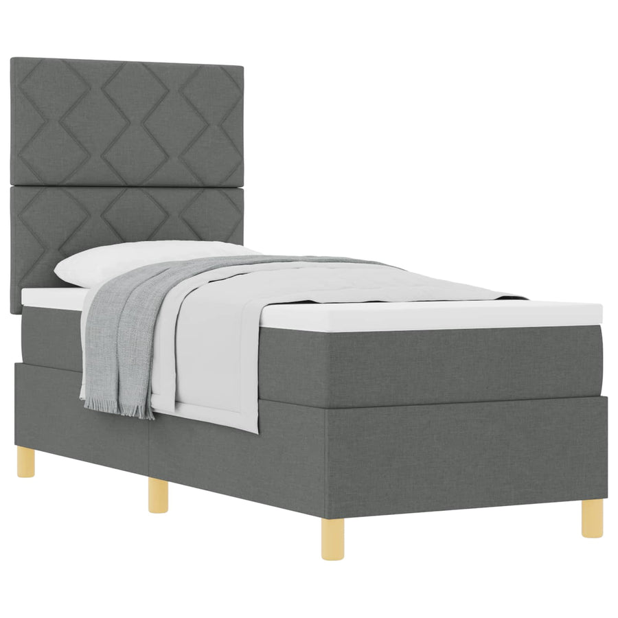 Boxspringbed met matras Donkergrijs 80 x 200 cm Stof