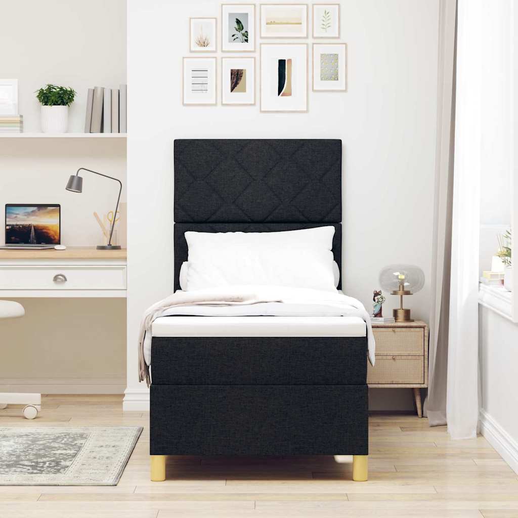 Boxspringbed met hoofdeinde Zwart 80 x 200 cm Stof