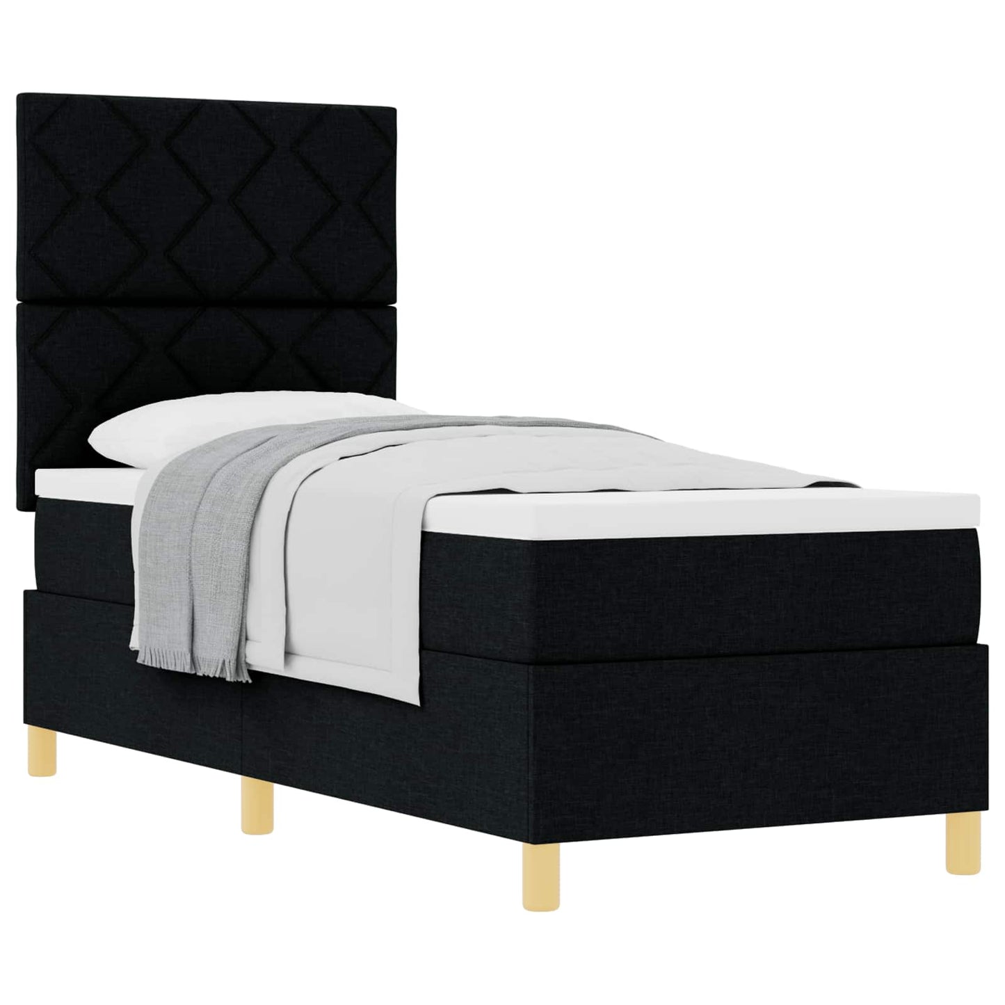 Boxspringbed met hoofdeinde Zwart 80 x 200 cm Stof