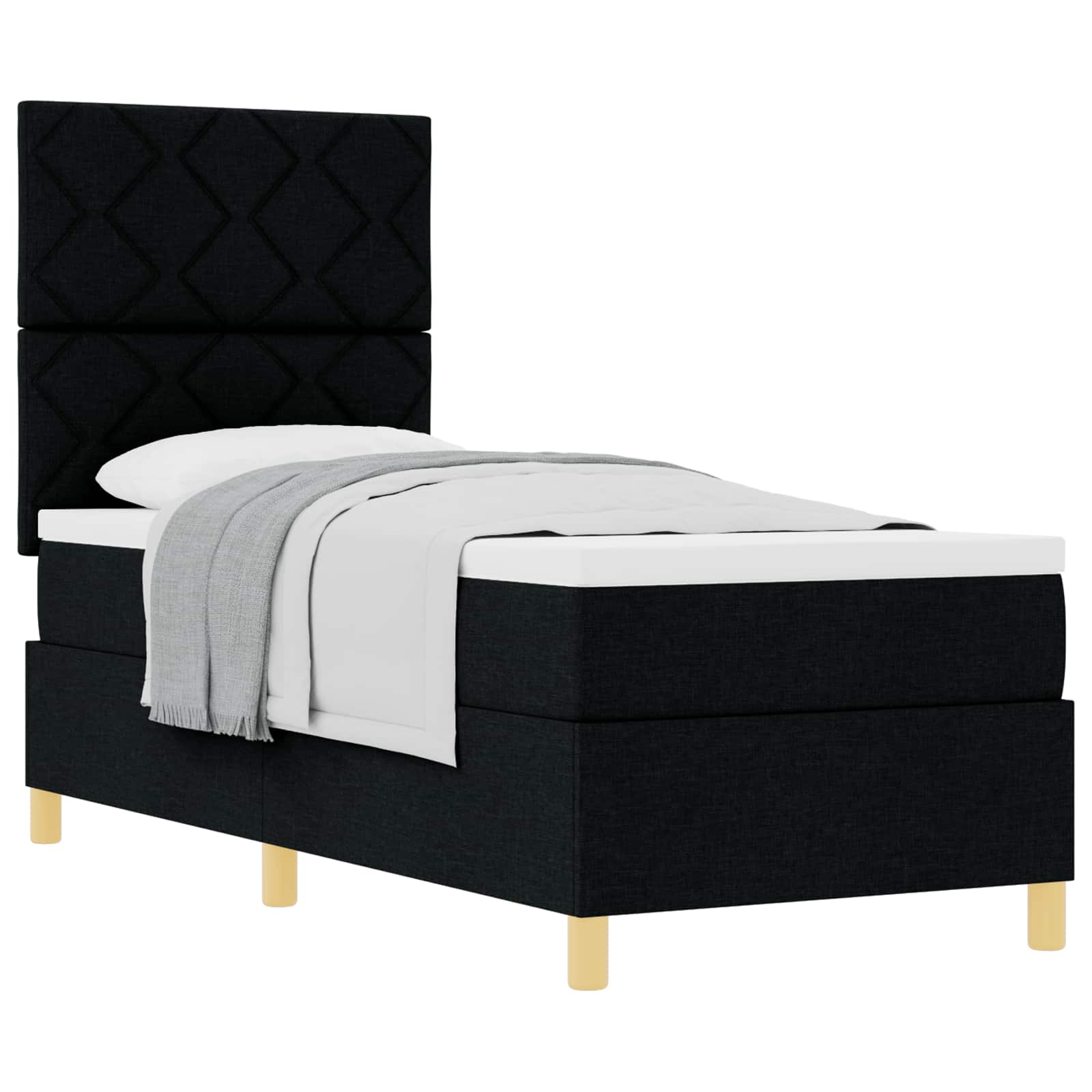Boxspringbed met hoofdeinde Zwart 80 x 200 cm Stof