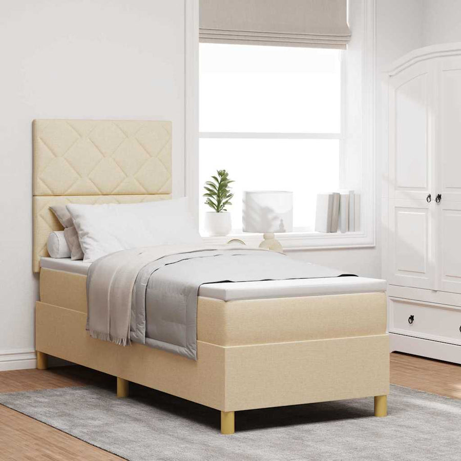 Boxspringbed met hoofdeinde Crème 80 x 200 cm Stof